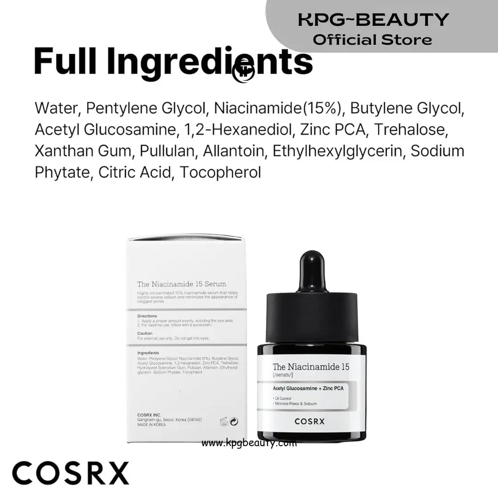 COSRX 15% Niacinamide Face Serum, 0.67 fl oz, Pore Minimizer Serum for Face, Even Skin Tone, Korean Skin Care KPG BEAUTY COSRX