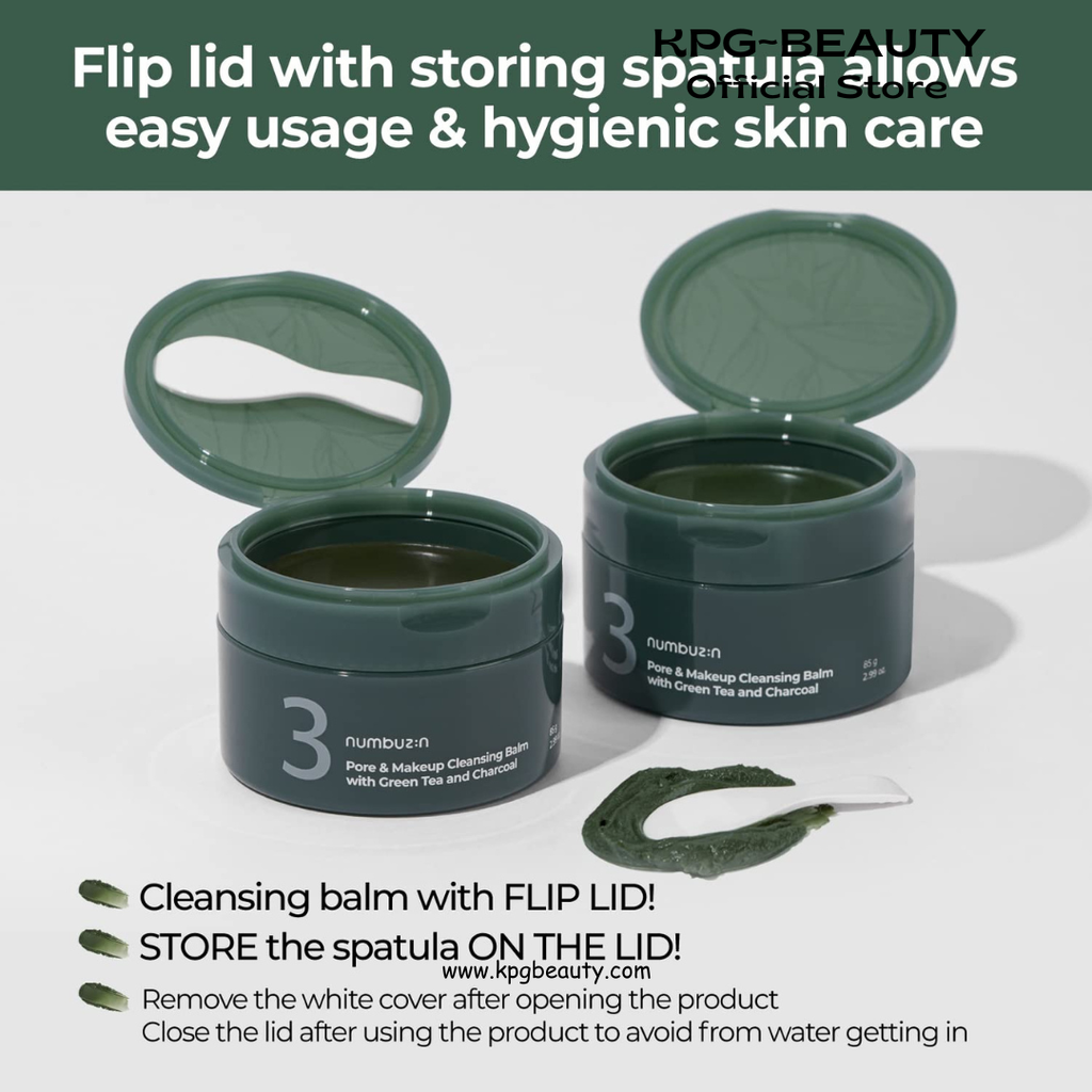 numbuzin No.3 Pore & Makeup Cleansing Balm with Green Tea and Charcoal | Quick & Easy Cleansing, Reduces Blackheads, No Fragrance, 2.99 oz Numbuzin