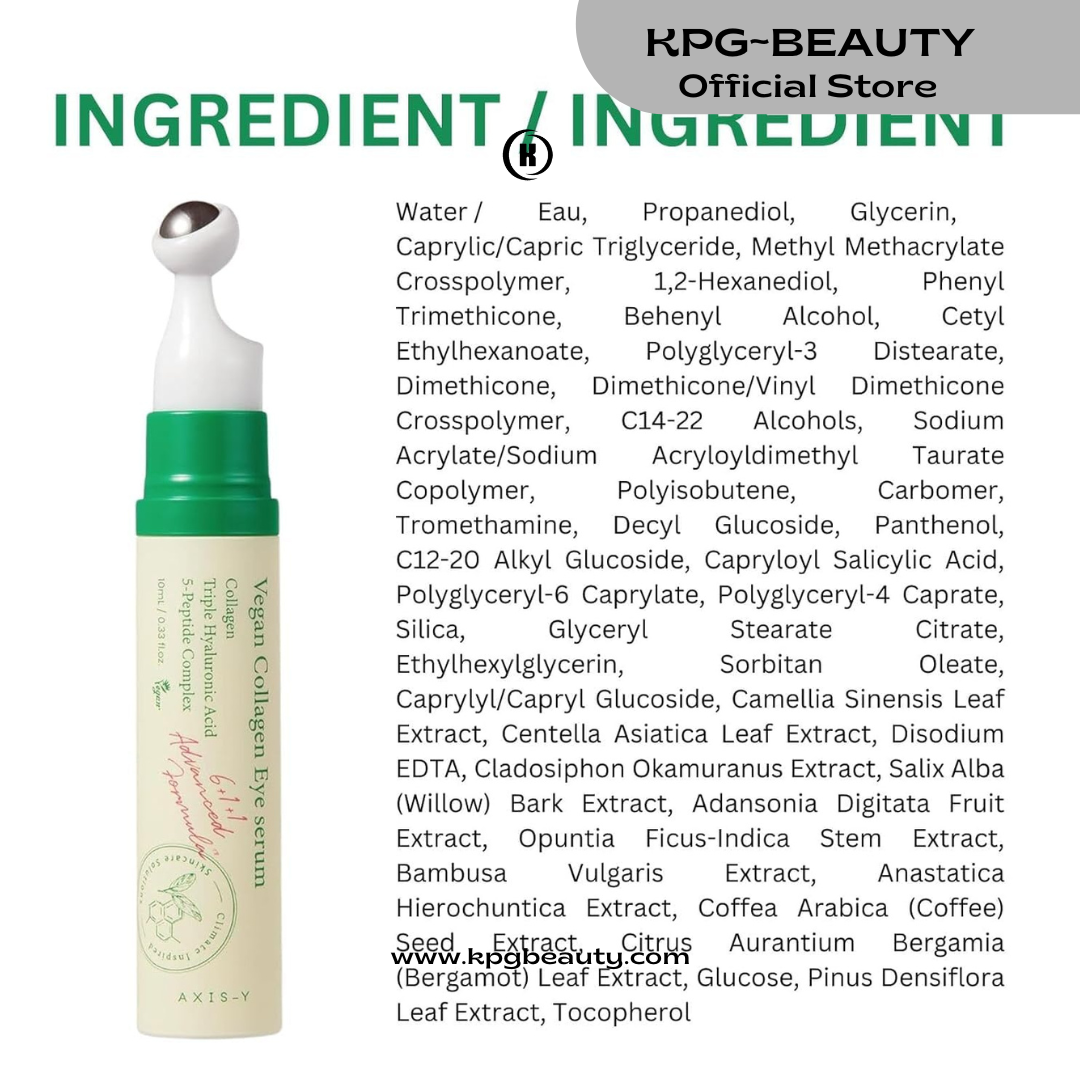 AXIS-Y Vegan Collagen Eye Serum - K Beauty Triple Hyaluronic Acid & Peptide Collagen Serum Improve Skin Elasticity, Reduce Fine Lines & Dark Circles - Vegan Korean Skin Care Eye Cream