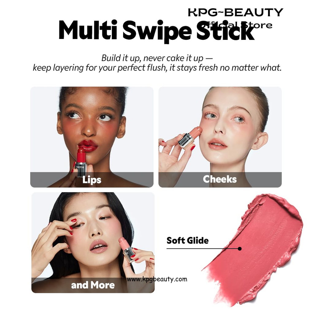 TIRTIR Mood Glider Lip & Blush Stick | Multi Use for Lip and Cheek with Creamy Buildable Texture and Natural Glow Color #02 Rose Drizzle, 0.13Oz TIRTIR