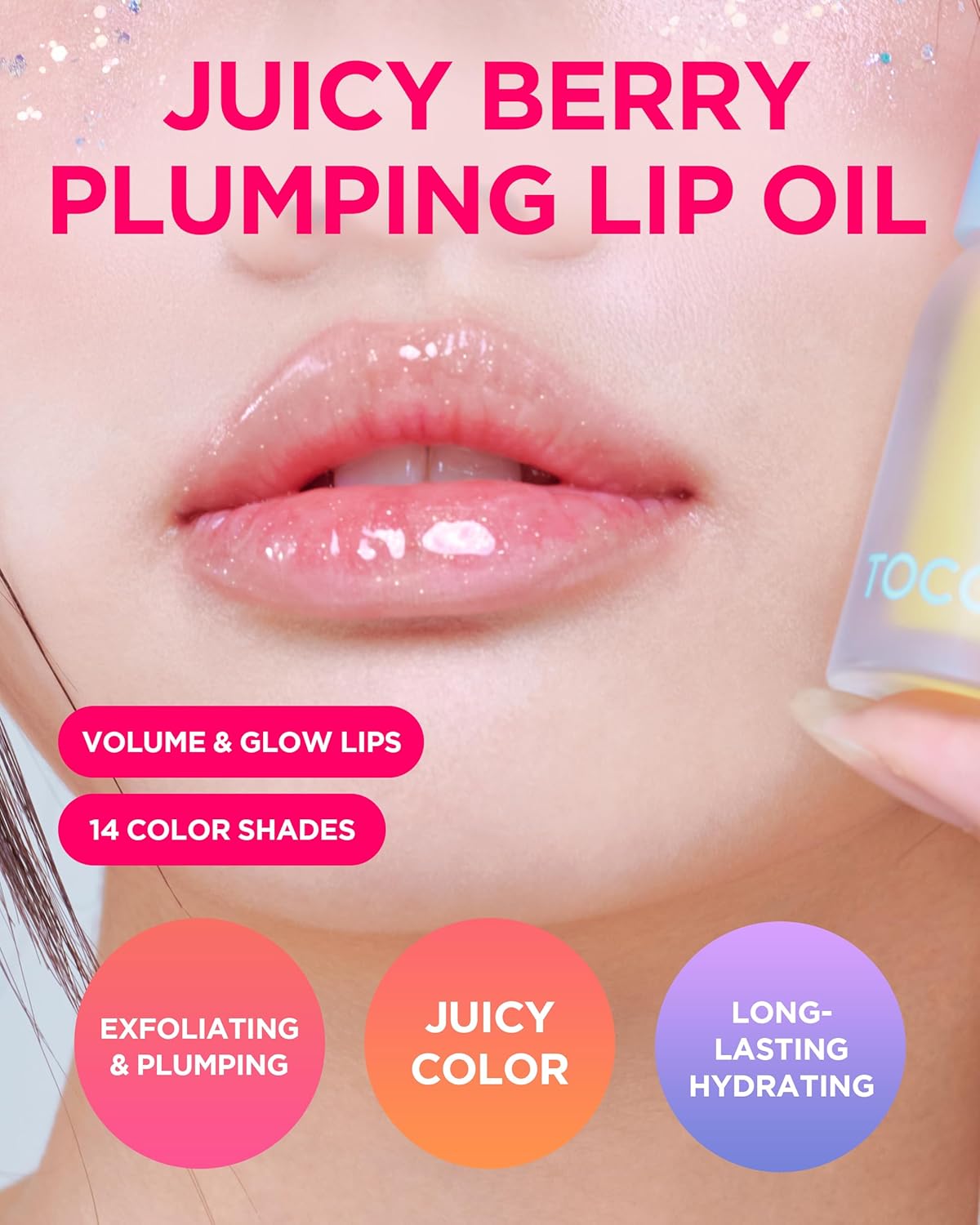 TOCOBO Juicy Berry Plumping Lip Oil 01 Chill Red – Korean Vegan Hydrating Lip Oil with Plant Oils for High Shine Gloss - Non Sticky Formula for All Skin Tones