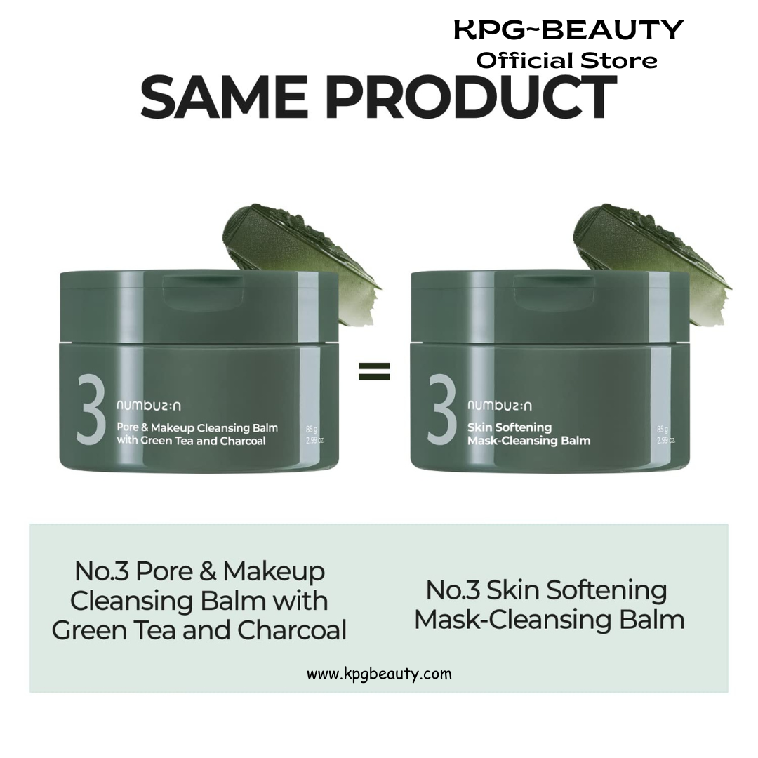numbuzin No.3 Pore & Makeup Cleansing Balm with Green Tea and Charcoal | Quick & Easy Cleansing, Reduces Blackheads, No Fragrance, 2.99 oz Numbuzin