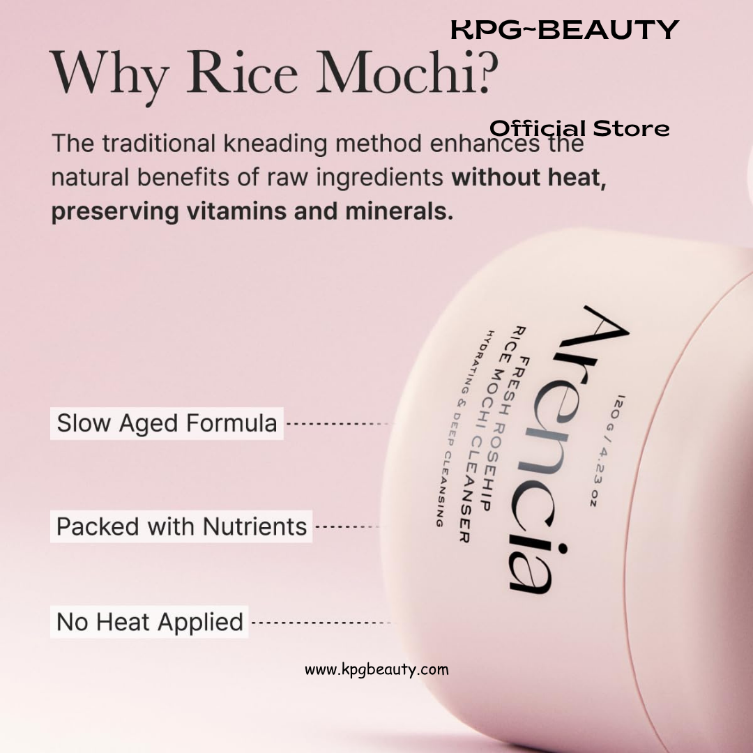Arencia Rosehip Brightening Rice Mochi Face Cleanser & Daily Scrub - Moisturizing, Exfoliating & Deep-Cleansing - All Skin Types with Rice Powder & Rice Water Arencia