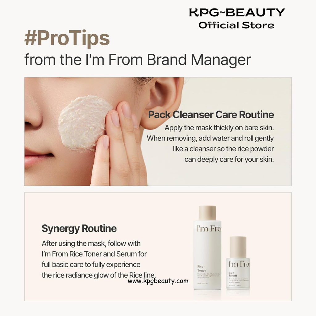 I'm From Rice Mask, Soft Exfoliating Wash-Off Rice Mask, Glass&Dewy, Hydration, Korean Skin Care  70gm IAM FROM
