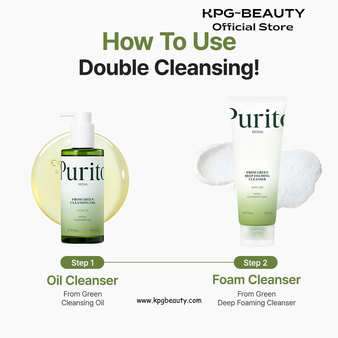 PURITO From Green Deep Foaming Cleanser 150ml / 5.07 fl.oz, pH 5.5, plant-based, natural ingredients, cruelty-free, Vegan Purito Seoul