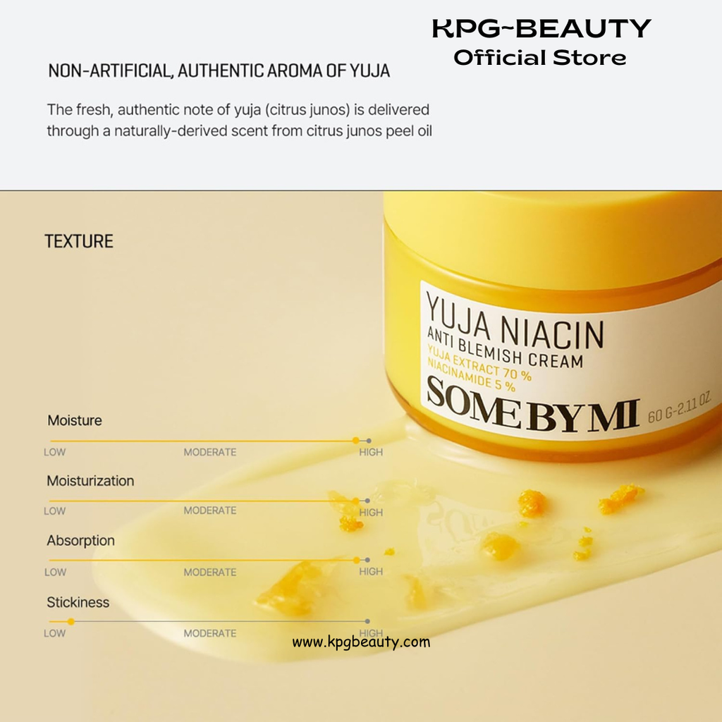 SOME BY MI Yuja Niacin Anti Blemish Cream – 2.02oz, 60ml – Korean 5% Niacinamide Face Moisturizer to Brighten Dull-Looking Skin – Dark Spot Remover with Alpha-Bisabolol for Face – Korean Skin Care KSecret