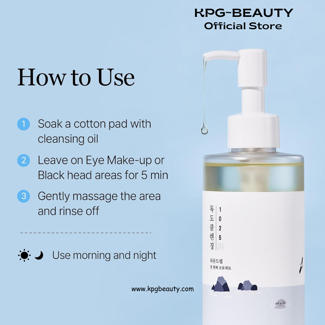 ROUND LAB 1025 Dokdo Cleansing Oil 6.76 Fl Oz, Lightweight Oil Cleanser for Face, Makeup Remover for Sensitive Skin, Blackhead and Pore Cleansing, Easy to Wash Off, No Oily Residue, Korean Skin Care Round Lab