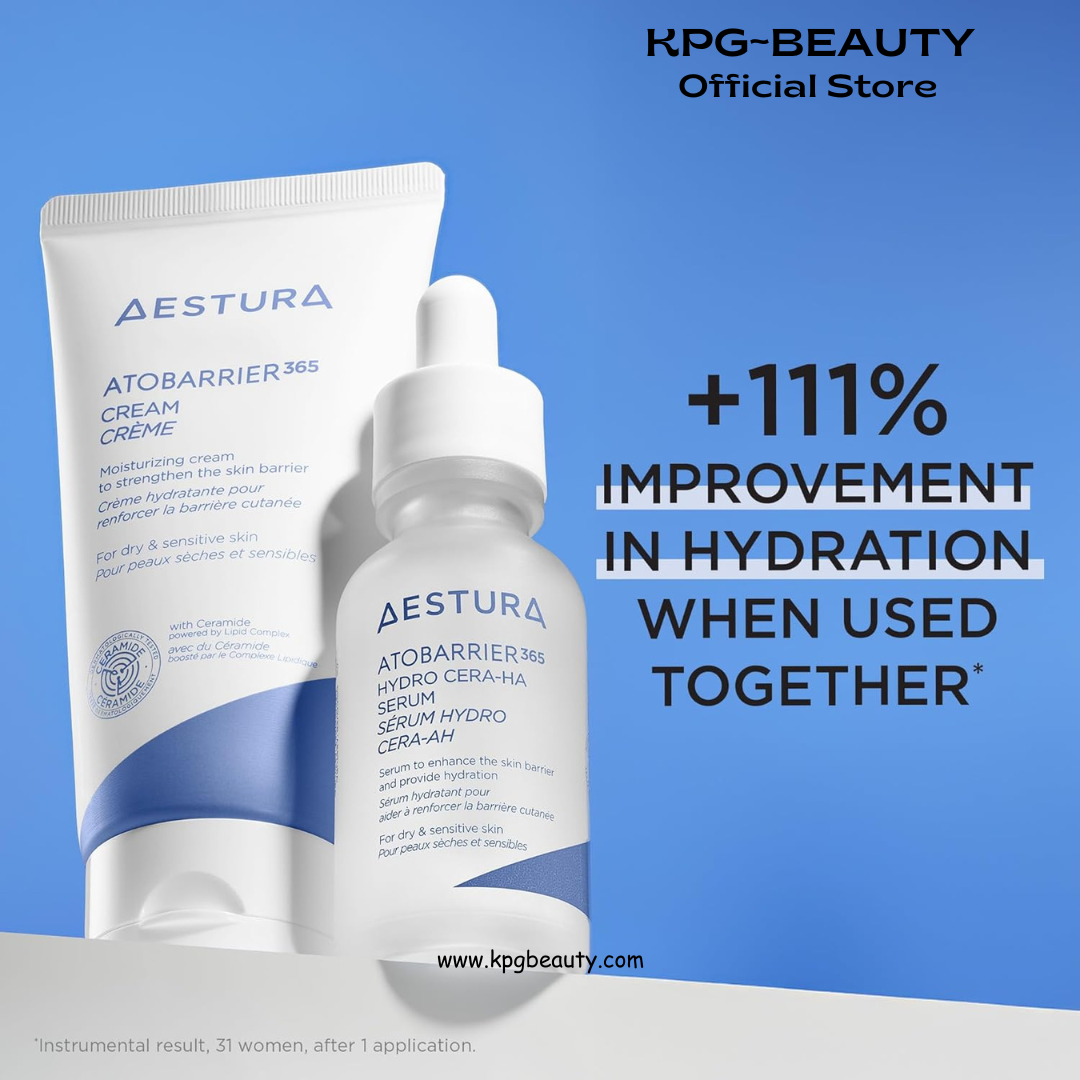 AESTURA ATOBARRIER365 Hydro CERA-HA Korean Face Serum with Ceramides, Hyaluronic Acid & Niacinamide | Lightweight Hydrating Serum for Barrier Repair & Glow For Dry & Sensitive Skin, 30ML AESTURA