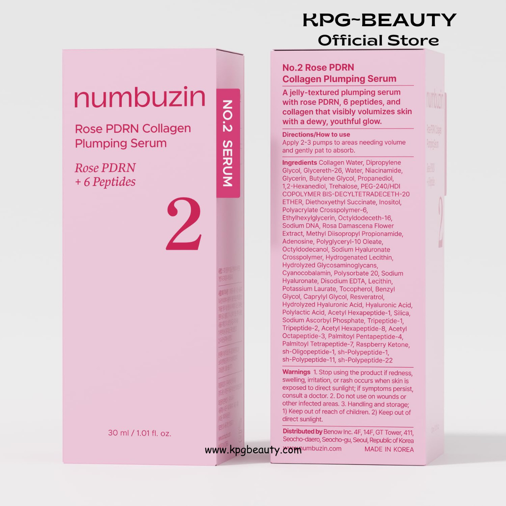 numbuzin No.2 Rose PDRN Collagen Plumping Serum, Hydrating & Firming Serum with Peptides, Plump, Glowing Skin, Korean Skincare, 1.01 fl oz (30ml) Numbuzin