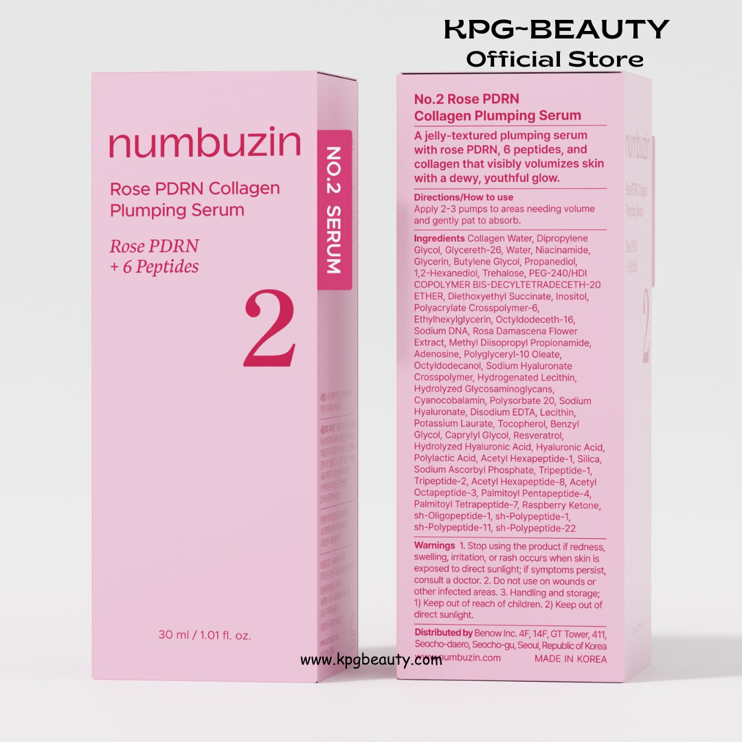 numbuzin No.2 Rose PDRN Collagen Plumping Serum, Hydrating & Firming Serum with Peptides, Plump, Glowing Skin, Korean Skincare, 1.01 fl oz (30ml) Numbuzin
