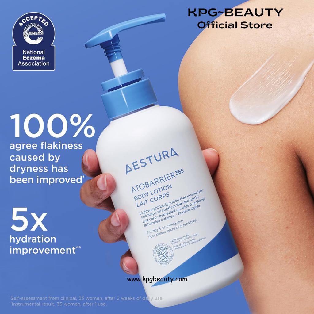 AESTURA ATOBARRIER365 Korean Body Lotion with Ceramides & Glycerin | Lightweight Hydrating Moisturizer for Dry, Sensitive & Eczema-Prone Skin | Fragrance-Free | Korean Skin Care, 400 mL AESTURA