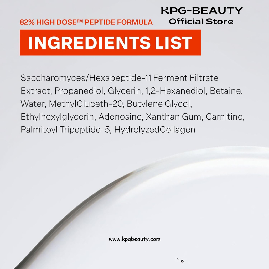 PURCELL 82% High Dose Peptide Essence Serum - Multicollagen, Peptide for Firmer and Youthful Skin, Light and Gentle Formula, Anti-Aging, (1.01 oz, 30ml) KPGBEAUTY