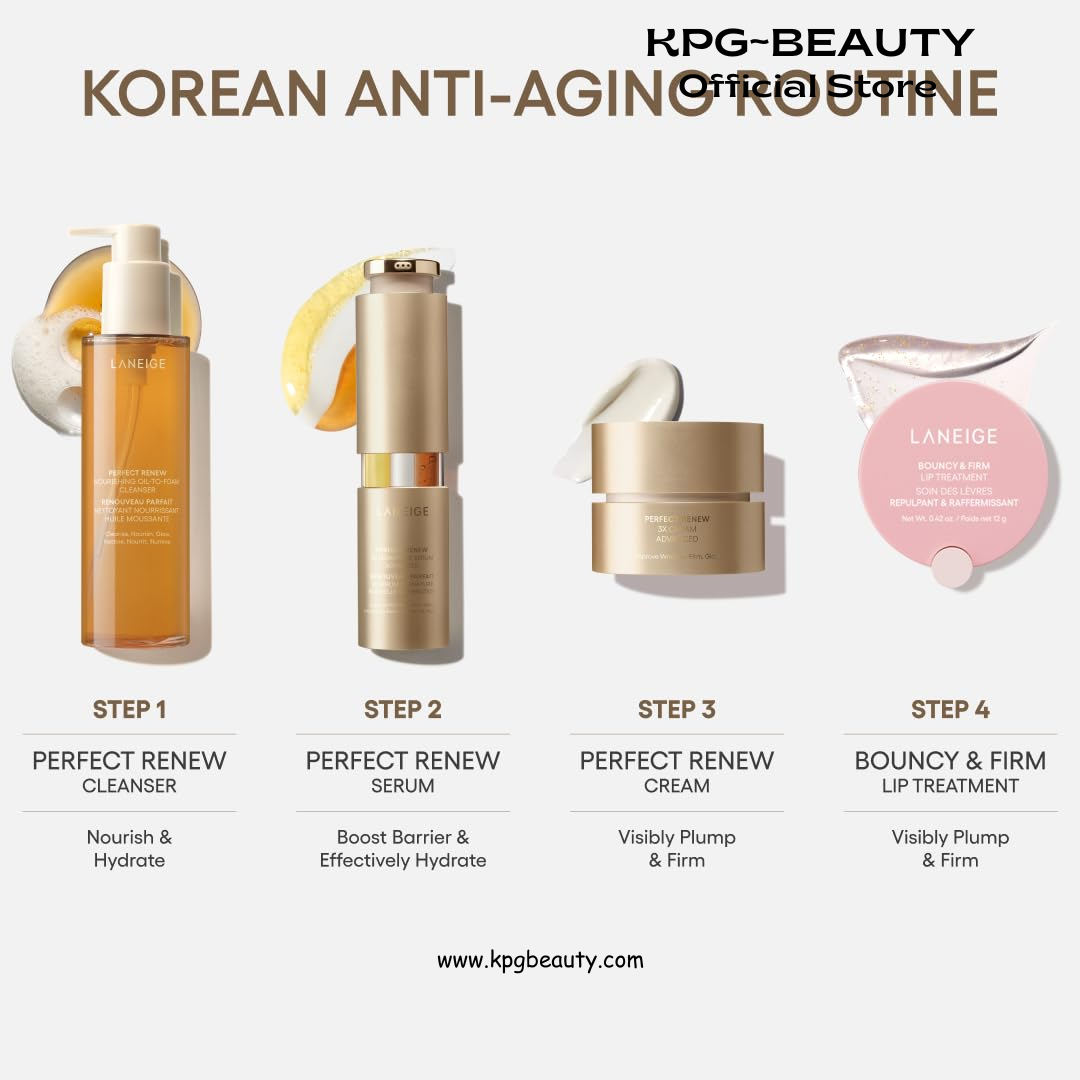 LANEIGE Perfect Renew Nourishing Oil-to-Foam Cleanser 200ml: 2-in-1 Anti-Aging Face Wash for a Radiant Glow to Remove Makeup, Sunscreen, & Impurities LANEIGE