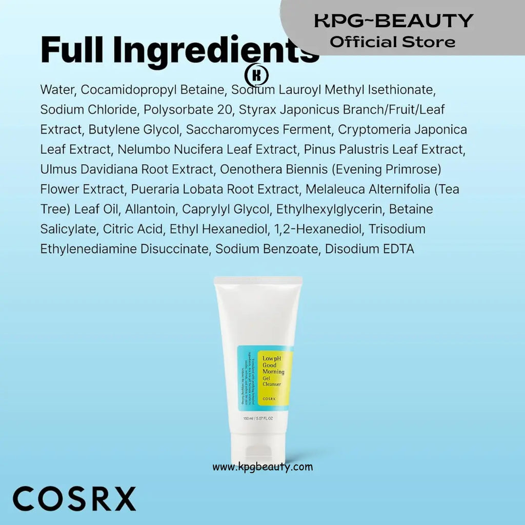 COSRX Low pH Good Morning Gel Face Cleanser, 5.07 fl oz, BHA Face Wash, Daily Mild Face Cleanser for Sensitive Skin, PH Balancing, Korean Skin Care, Korean Face Wash COSRX