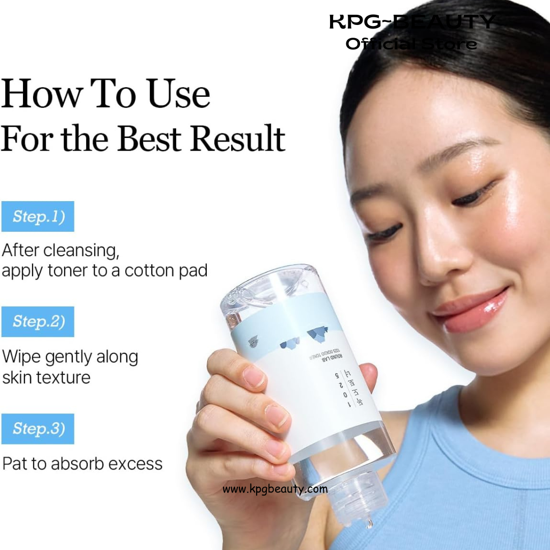 ROUND LAB 1025 Dokdo Toner 6.76 Fl Oz, Oil Control and Reduces Excess Sebum, Gentle Exfoliating Facial Toner, Deep Sea Water for Moisturization, Soft Finish Without Stickiness, Korean Skin Care Round Lab