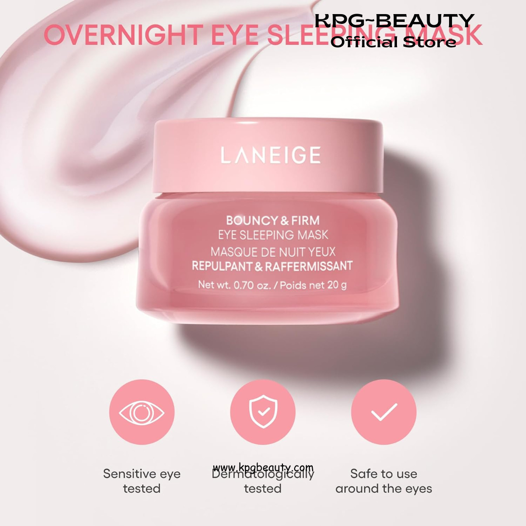 LANEIGE Bouncy & Firm Eye Sleeping Mask: Depuff and Firm with Peony & Collagen Complex, Ceramide, & 5D Hyaluronic Acid LANEIGE