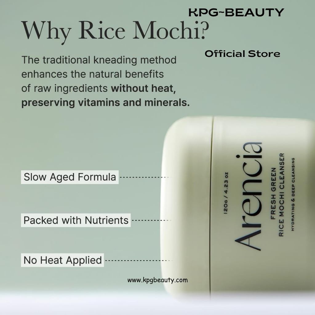 Arencia Korean Rice Mochi Face Cleanser - Face Wash, Gentle Scrub All in One for Deep Cleansing, Moisturizing, Pore Minimizing, Acne-Prone Skin, Removing Blackhead with Rice Water & Green Tea Arencia