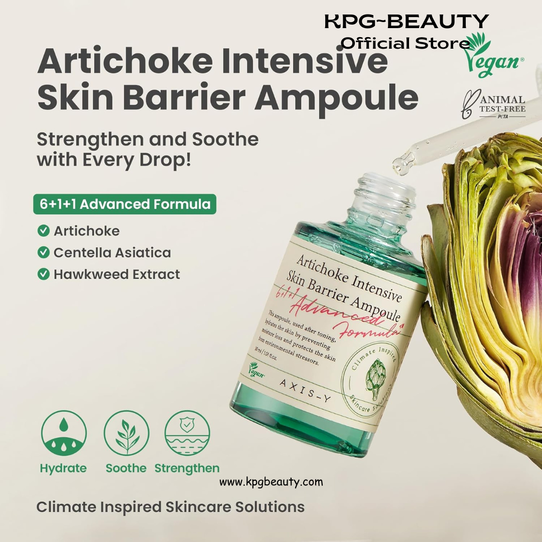 AXIS-Y Artichoke Intensive Skin Barrier Ampoule - Face Moisturizer Dark Spot Corrector Centella Ampoule - Vegan Korean Skin Care Facial Serum for All Skin Types (1.01 fl. oz.) AXIS-Y
