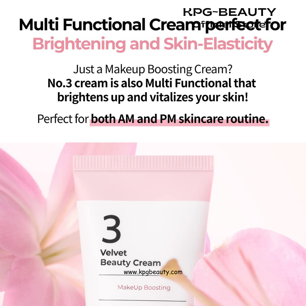 numbuzin No.3 Cream | Velvet Beauty Cream | Hydration, Textured Skin, Poreless, Smooth Skin, Makeup Prep, Primer, Niacinamide Numbuzin