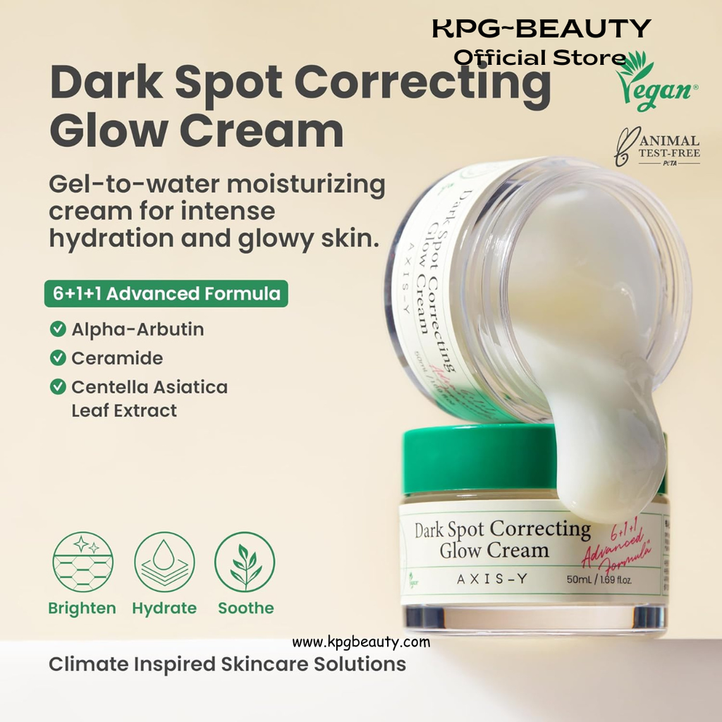AXIS-Y Dark Spot Correcting Glow Cream – Brightening Moisturizer for Face with 2% Alpha Arbutin, 5% Niacinamide & Ceramides – Hydrating Korean Skincare for Dark Spots & Uneven Tone (1.69 fl. oz.) AXIS-Y