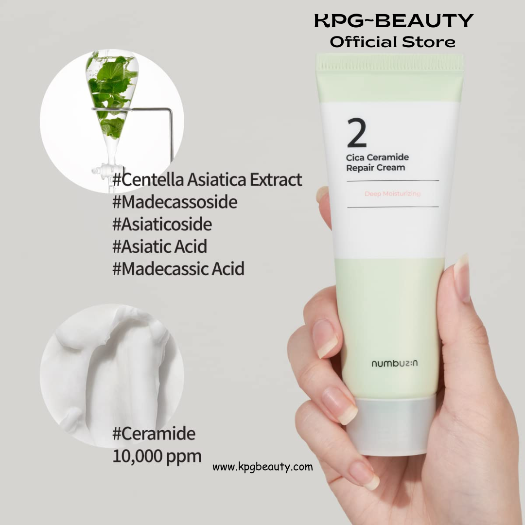 numbuzin No.2 Cream | Cica Ceramide Repair Cream | Ceramide, Centella Asiatica | Hydrating, Calming, Strengthen Skin Barrier, Deep Repair, Recovery | All Skin Types | 2.02 fl. oz. Numbuzin