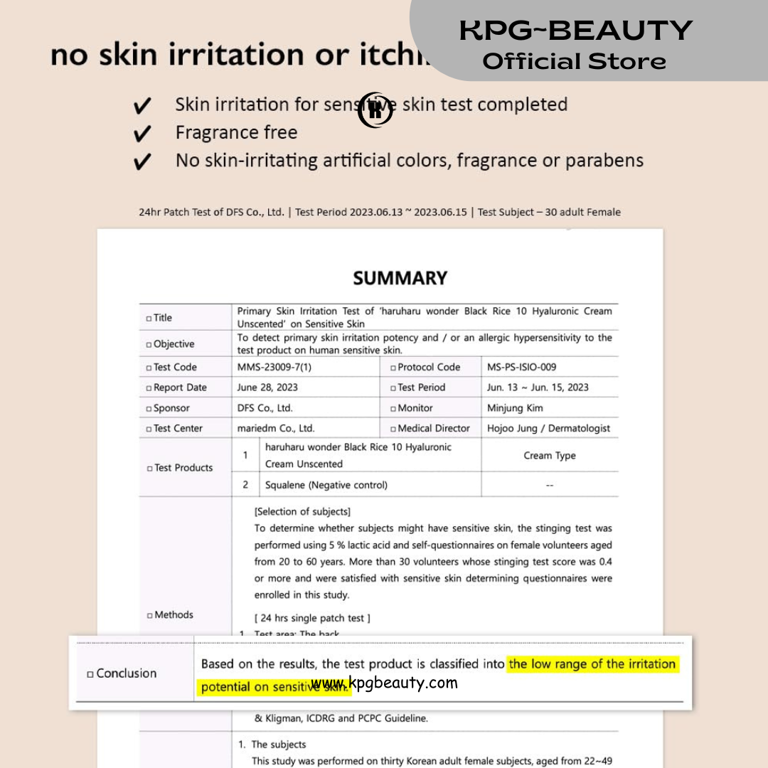 HARUHARU wonder Black Rice 10 Hyaluronic Cream Unscented, 1.6 fl oz, Vegan, Cruelty-Free, Korean Skincare 50 ML