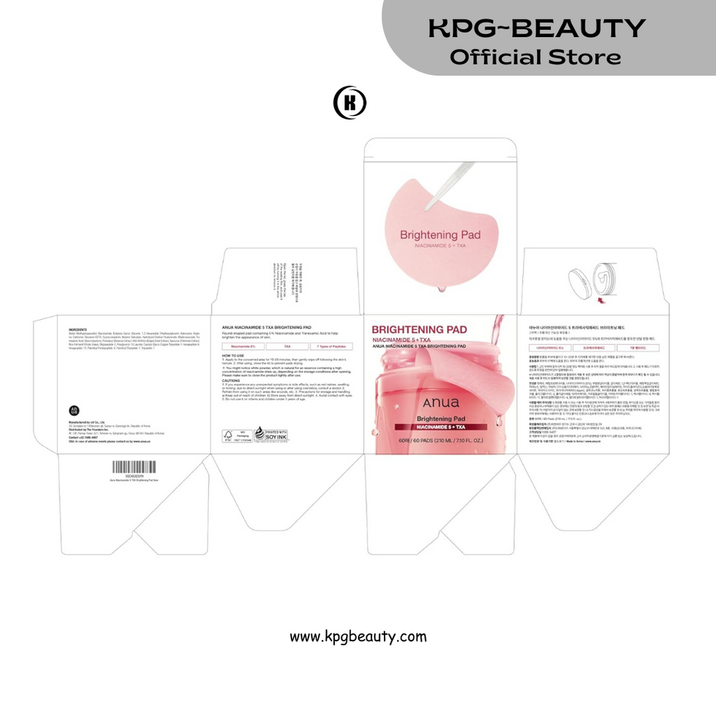 Anua Niacinamide 5 TXA Toner Pads – Hydrating Facial Pad for Even-Looking Skin Tone & Daily Radiance Care, Glow up Under-Eye with Tranexamic Acid, Korean Skin Care (210ml, 60 Pads) KPG BEAUTY