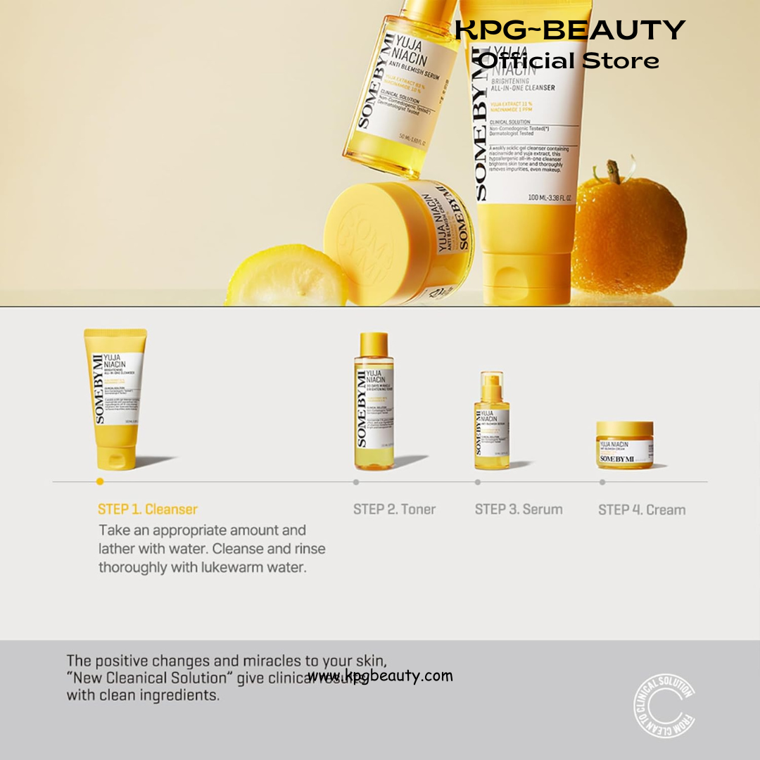 SOME BY MI Yuja Niacin Brightening All in One Cleanser - 3.38Oz, 100ml - Mild Daily Face Wash for Dull-Looking Skin - Low pH Formula with No Irritation - Pore and Sebum Care - Korean Skin Care KSecret
