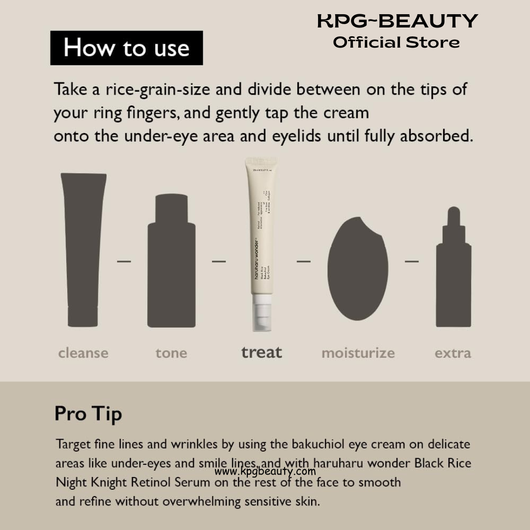 Haruharu Wonder Black Rice Bakuchiol Eye Cream 20ml | Anti-Aging, Wrinkle Care, Natural Retinol Alternative | Cruelty Free, EWG-Green HARUHARU WONDER