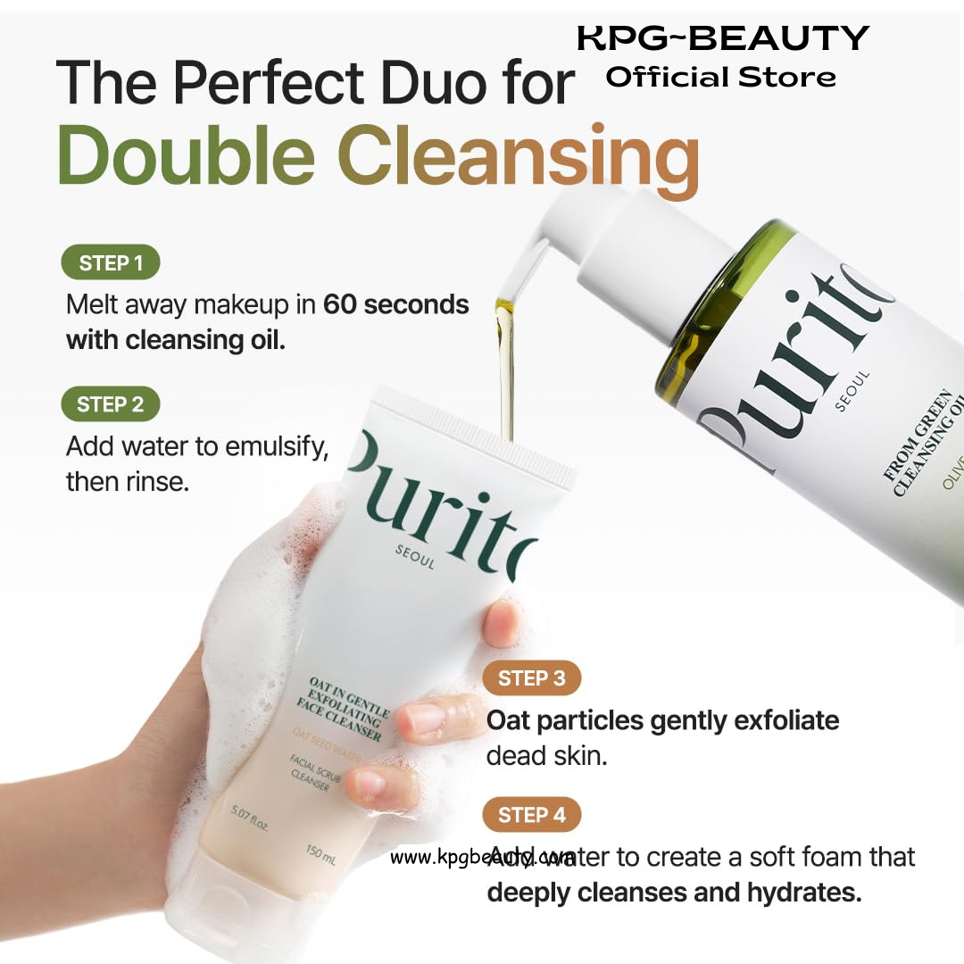 PURITO From Green Cleansing Oil, Fragrance-Free Makeup Remover for Face & Eyes, Gentle Vegan Oil Cleanser for Sunscreen & Waterproof Makeup, Cruelty-Free Korean Skin Care, 6.76 fl.oz / 200ml Purito Seoul