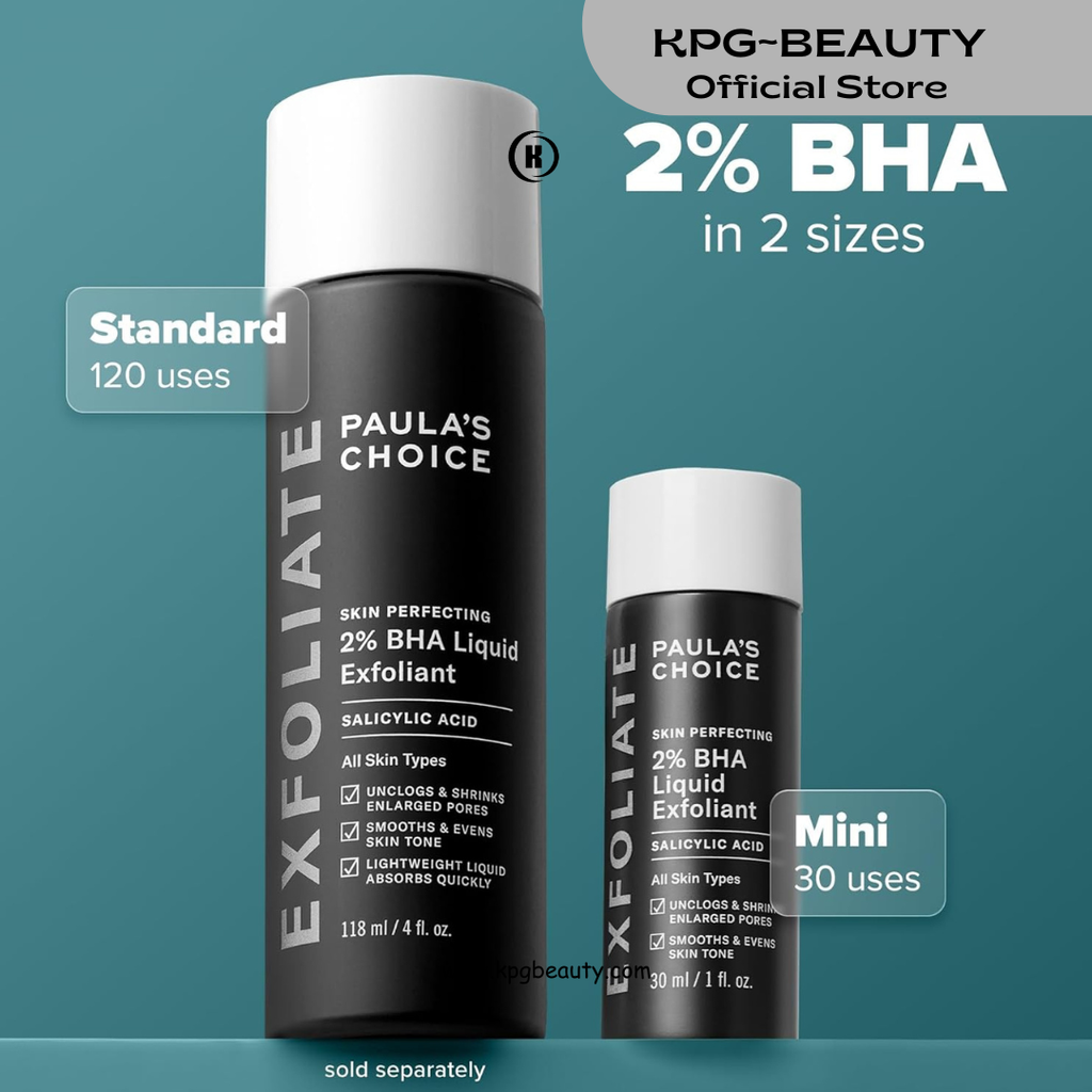 Paula's Choice Skin Perfecting 2% BHA Liquid Exfoliant with Salicylic Acid – Pore Minimizer & Blackhead Treatment | KPG Beauty KPGBEAUTY