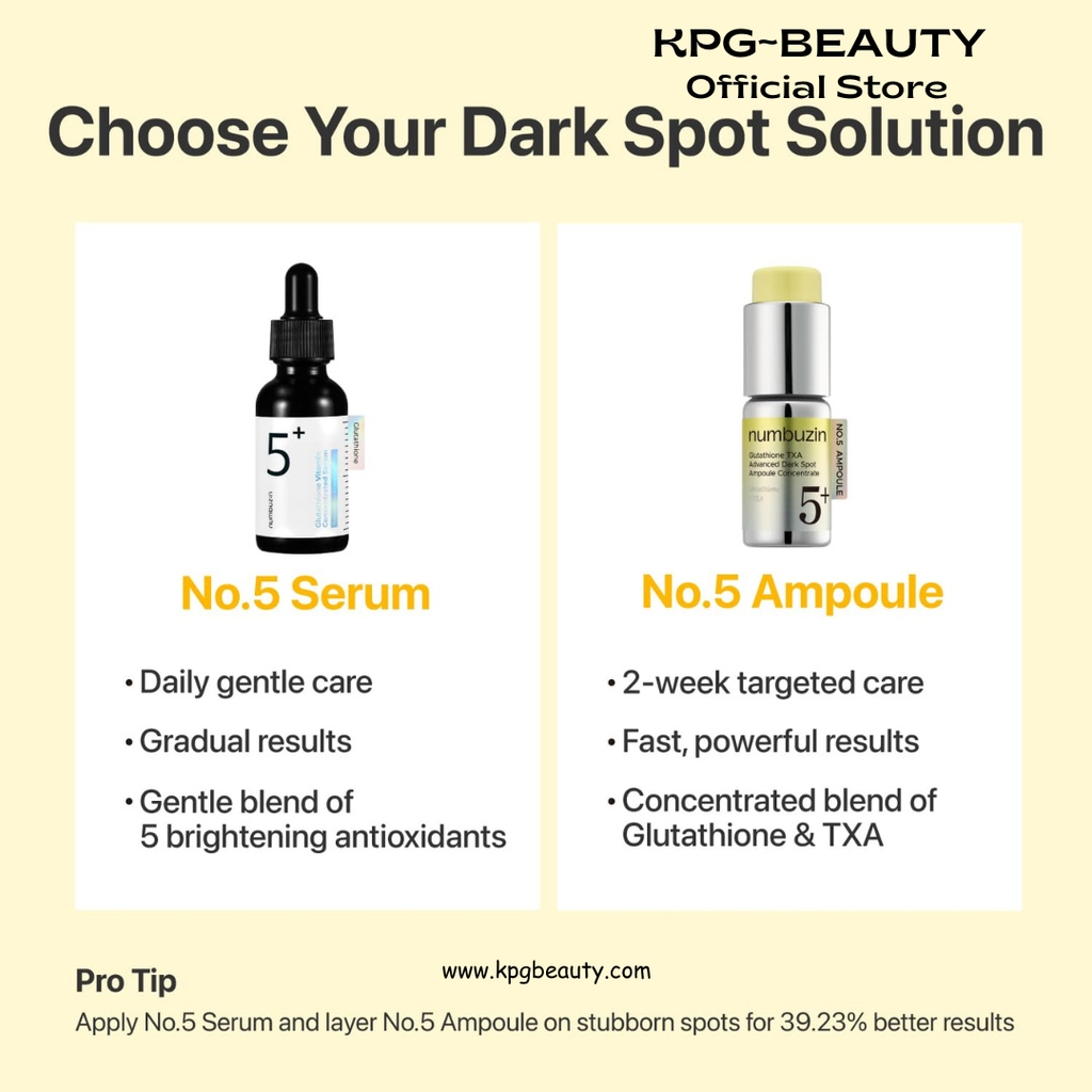 numbuzin No.5 Glutathione TXA Dark Spot Ampoule, Targeted Tone Care Concentrate for Dark Spots & Uneven Skin, Tranexamic Acid, Niacinamide, Vitamin Tree Water, Korean Skincare, 10.7g Numbuzin