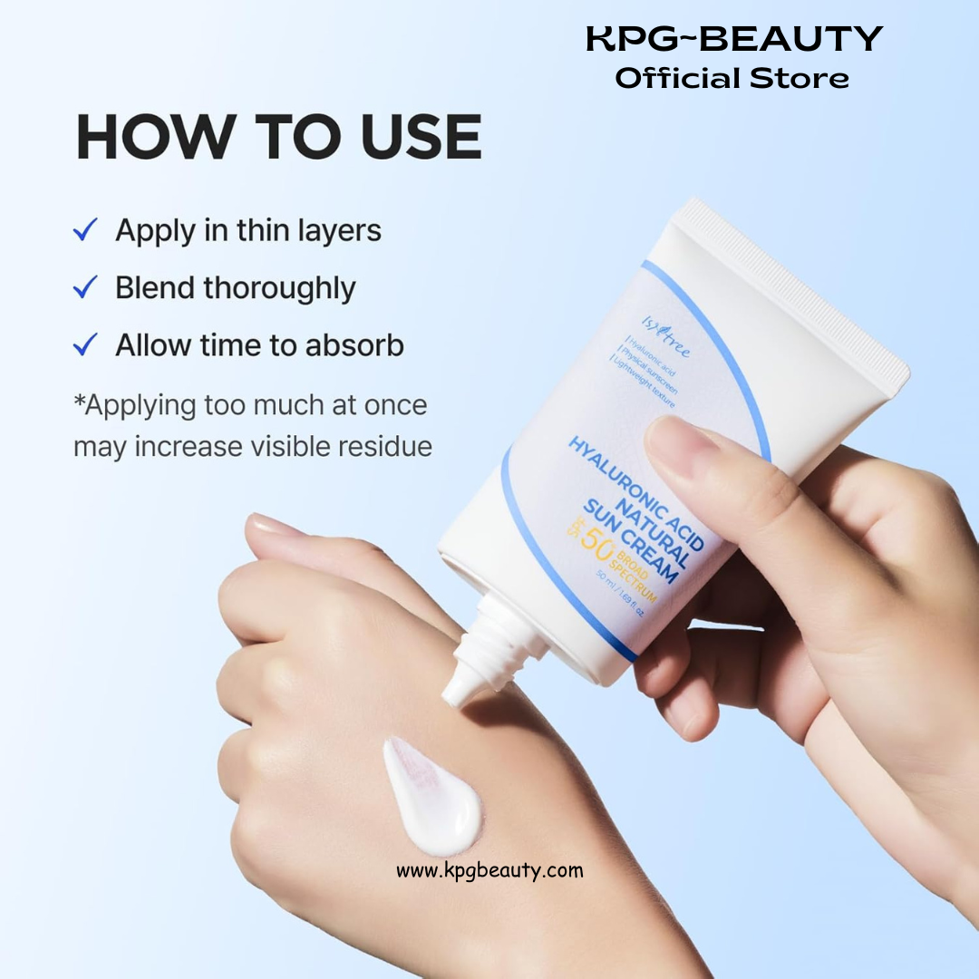 ISNTREE Hyaluronic Acid Natural Suncream SPF 50, Mineral Sunscreen, Gentle Tone-Up Effect, Hydrating Daily Sun Cream, Sensitive Skin Friendly, Korean Skincare, 50ml ISNTREE