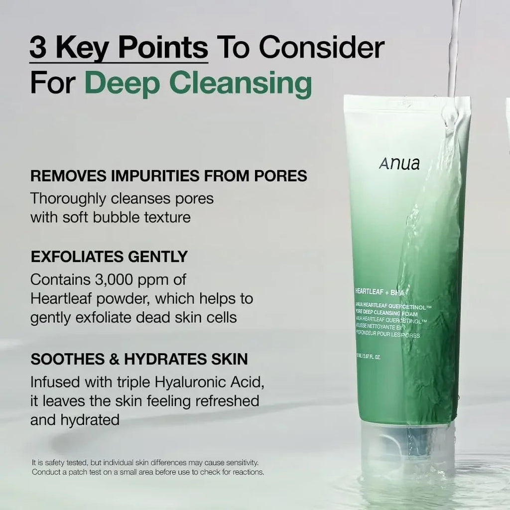ANUA Heartleaf Quercetinol Pore Deep Cleansing Foam Gentle Daily Cleanser KPG BEAUTYAnua