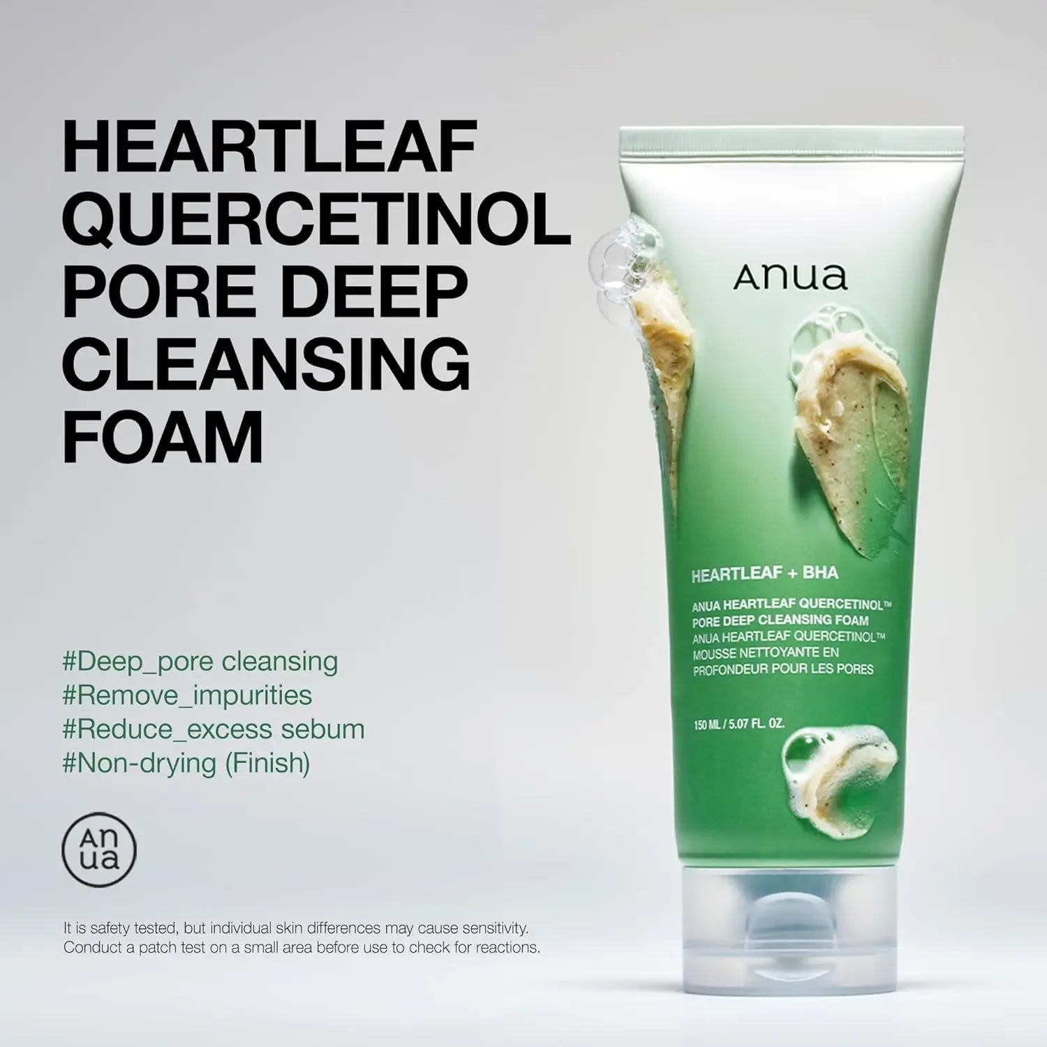 ANUA Heartleaf Quercetinol Pore Deep Cleansing Foam Gentle Daily Cleanser KPG BEAUTYAnua