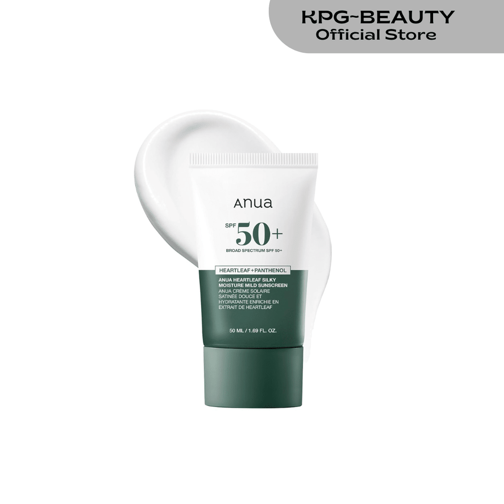 Anua Heartleaf Silky Moisture Mild Sunscreen, Broad Spectrum SPF 50+ with Moisturizing Formula, Lightweight Korean Sunscreen, Natural finish, Vegan, korean skin care 50mlAnua