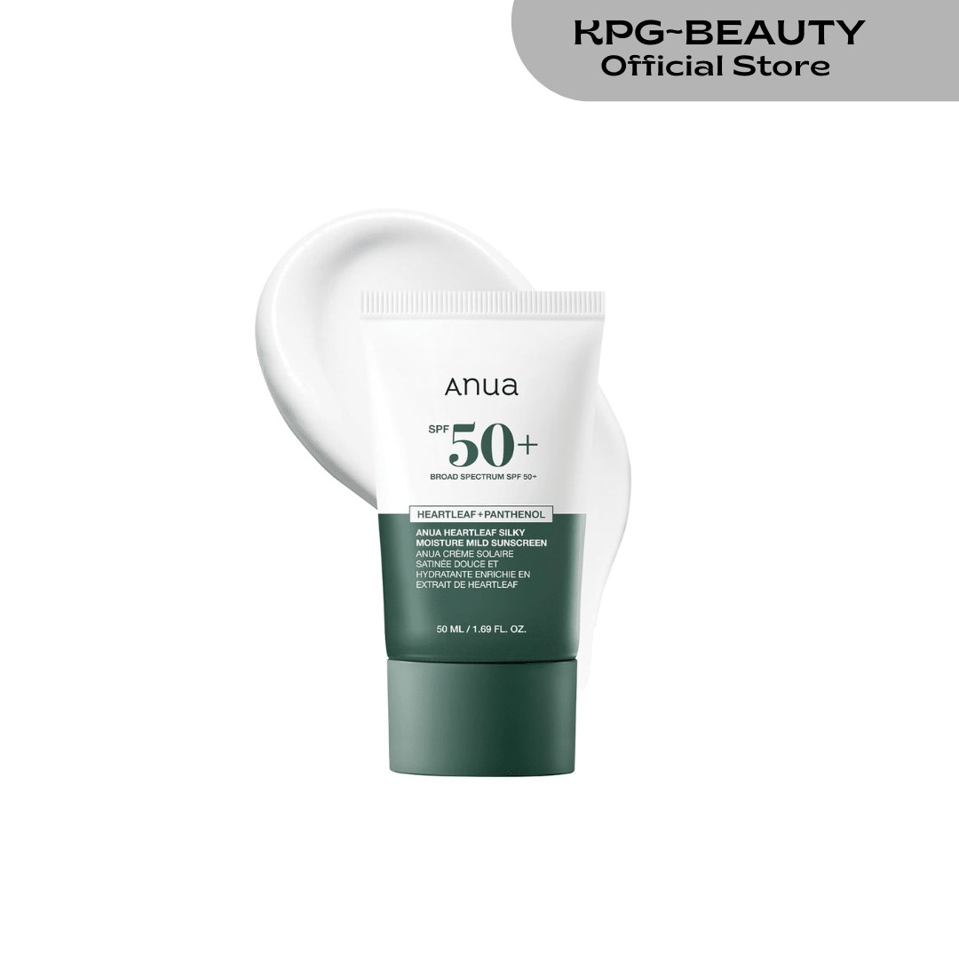 Anua Heartleaf Silky Moisture Mild Sunscreen, Broad Spectrum SPF 50+ with Moisturizing Formula, Lightweight Korean Sunscreen, Natural finish, Vegan, korean skin care 50mlAnua