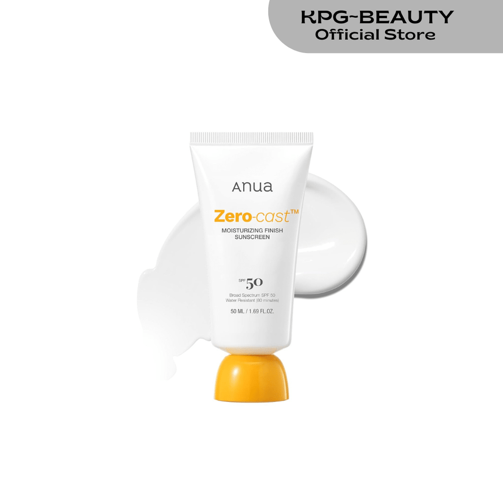 Anua, Zero-Cast Moisturizing Sunscreen SPF 50, Glow Natural Sunscreen for face, No White Cast, Hyaluronic Acid, Niacinamide, Oil-Free, Korean SkincareAnua