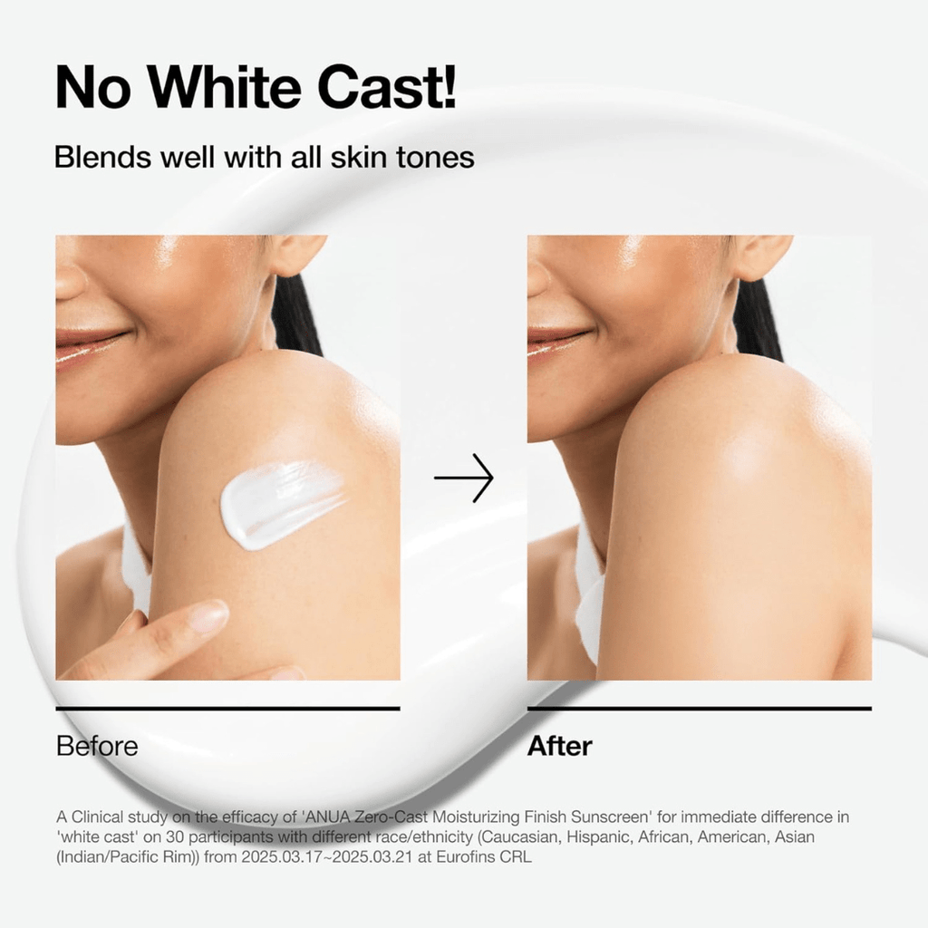 Anua, Zero-Cast Moisturizing Sunscreen SPF 50, Glow Natural Sunscreen for face, No White Cast, Hyaluronic Acid, Niacinamide, Oil-Free, Korean SkincareAnua