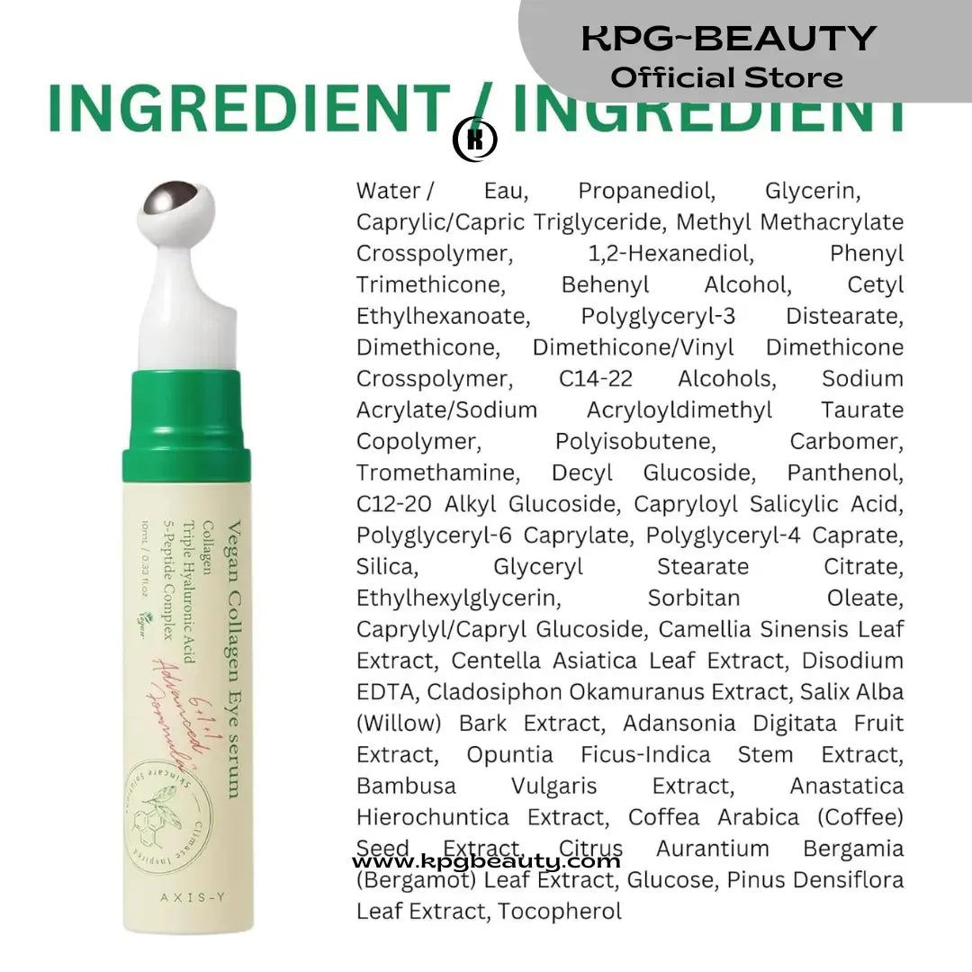 AXIS-Y Vegan Collagen Eye Serum - K Beauty Triple Hyaluronic Acid & Peptide