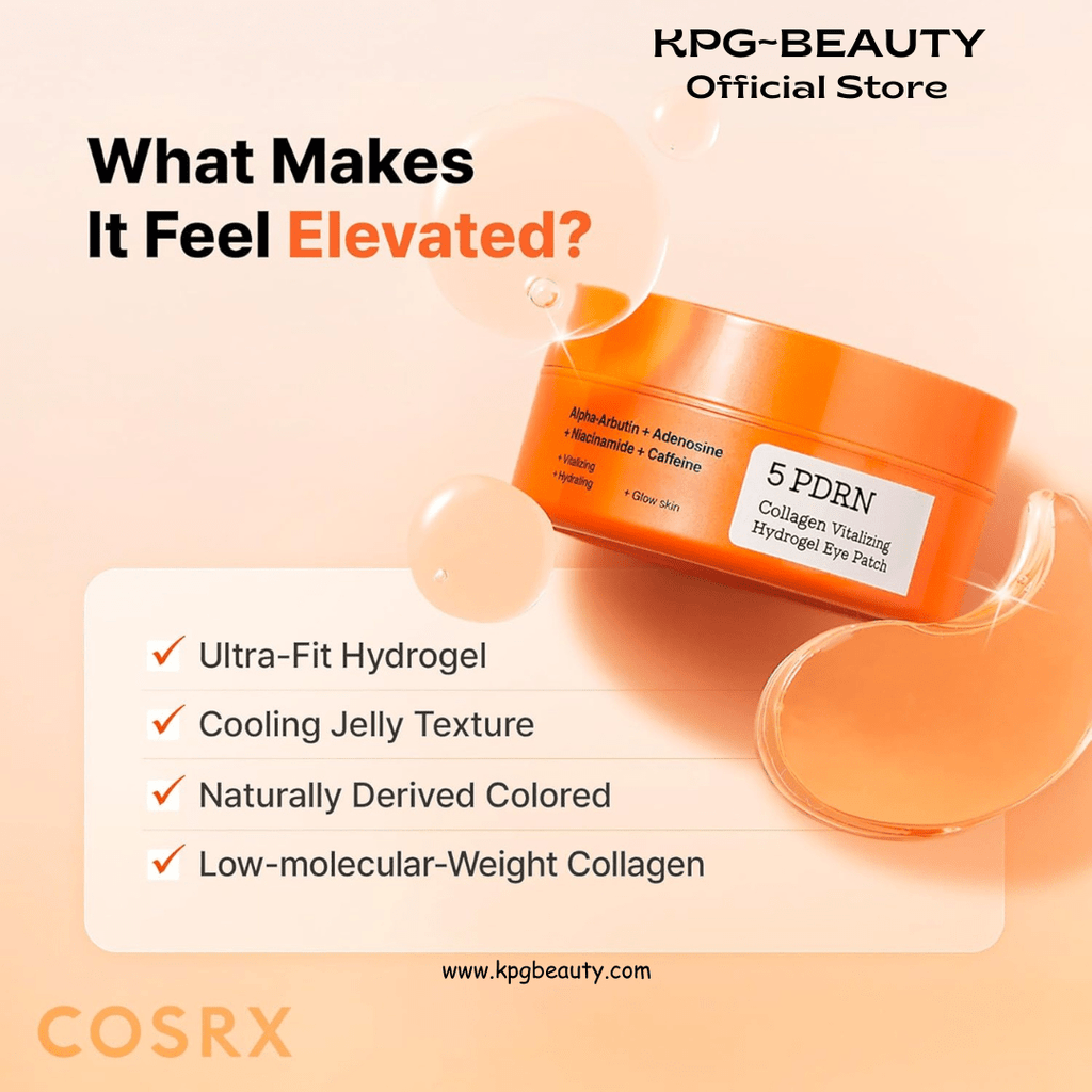 COSRX 5 - PDRN Complex Collagen Gel Eye Patches for the look of Dark Circles and Uneven tone, Radiance Care for Tired Under - Eyes with Salmon DNA & Vitamin C, Korean Skincare, Mothers day gift for MomCOSRX