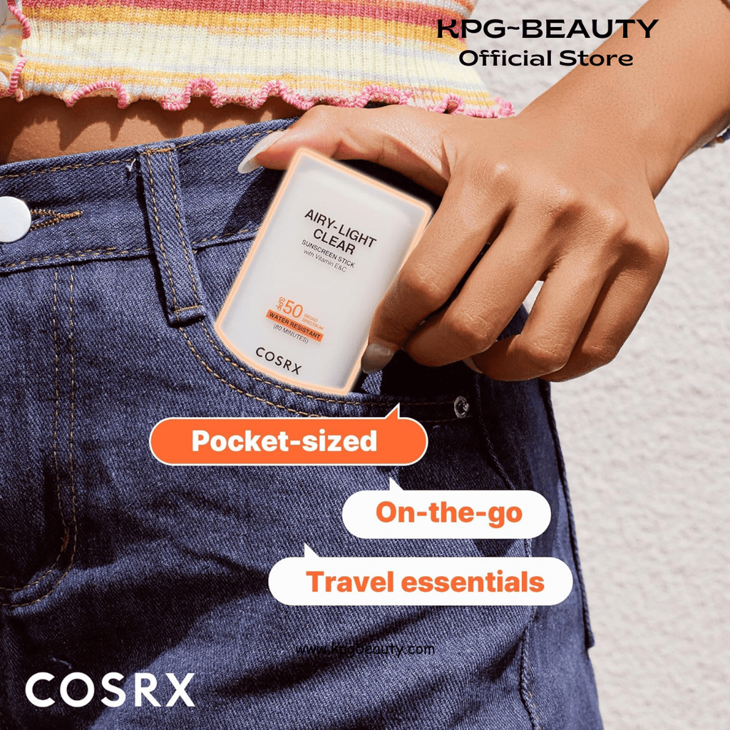 COSRX Airy - Light Clear Sunscreen Stick with Vitamin E&C SPF 50, 0.67 oz, 19g, Korean Suncreen Stick Suncare Sunblock, Lightweight, No White Cast, Water resistant, Oil Control Matte Sunscreen for FaceCOSRX