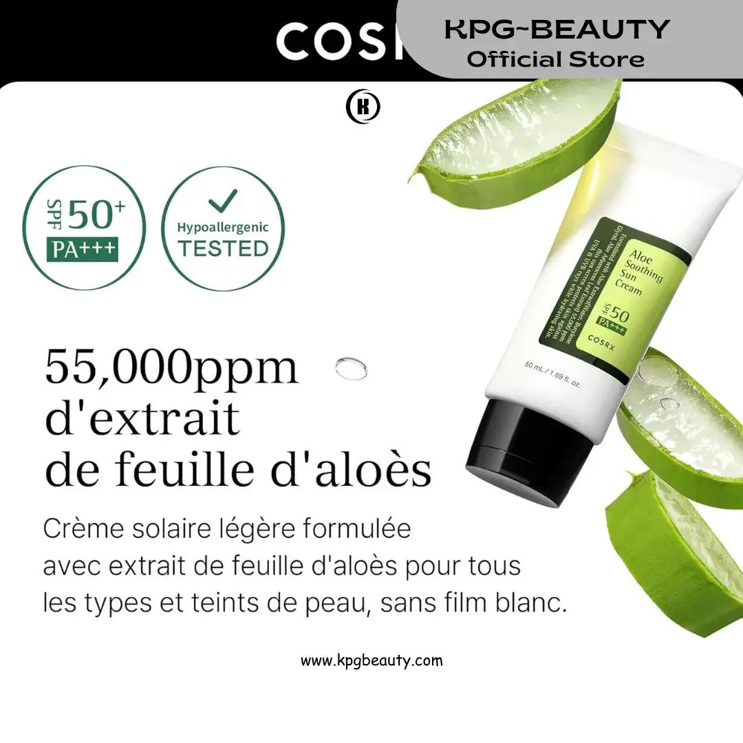 Application of COSRX All Skin Aloe Soothing Sun Cream SPF50 PA+++ on skin.