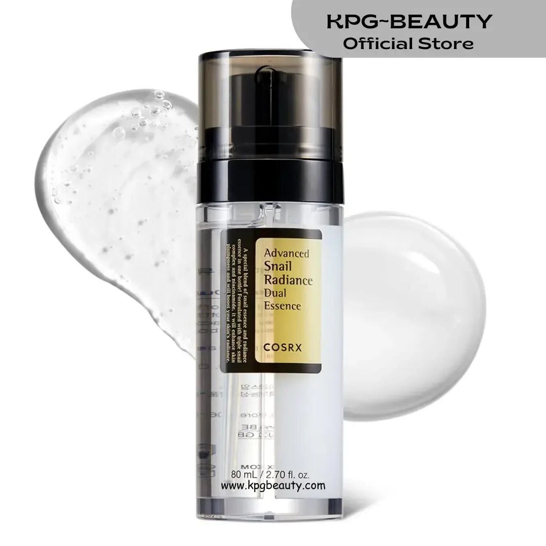 COSRX Niacinamide 5% + Snail Mucin 74% Dual Essence in a bottle, designed for anti-aging and skin radiance.