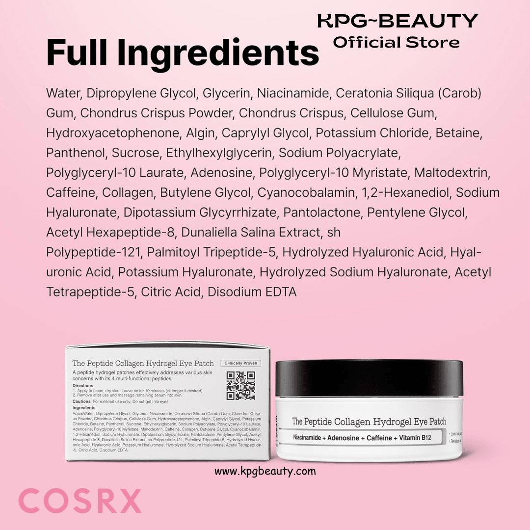 COSRX Pink Peptides Collagen Hydrogel Eye Patch for Puffy Eyes, Dark Circles & Fine Lines, Cooling Under Eye Patches (60), Korean Skin CareCOSRX