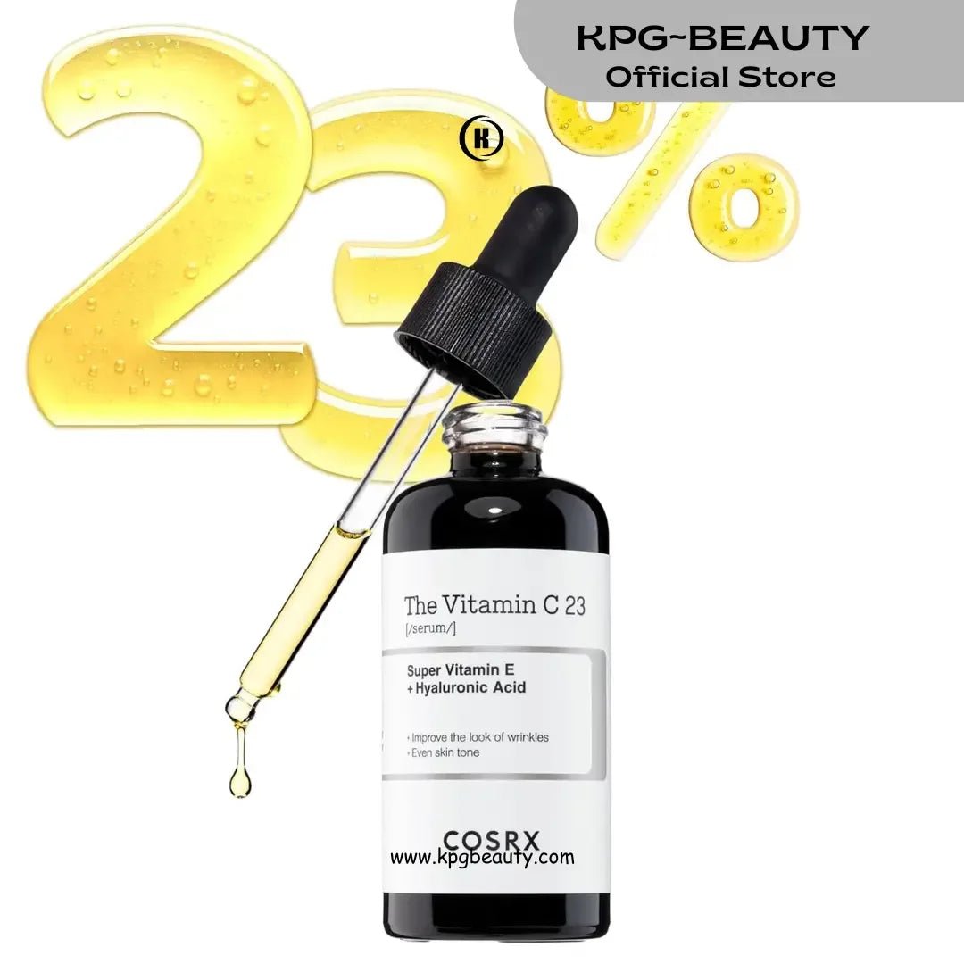 COSRX Pure Vitamin C 23% Serum in a bottle with Vitamin E & Hyaluronic Acid for skin hydration.