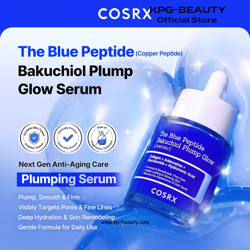 COSRX The Blue Peptide Bakuchiol Plump Glow Serum, Korean Peptide Plumping Serum for face, GHK - Cu Copper Peptides, Bakuchiol, Anti - aging & Firming, Korean Skin Care, Mothers Day Gifts, 1.69 Fl OzKPGBEAUTY