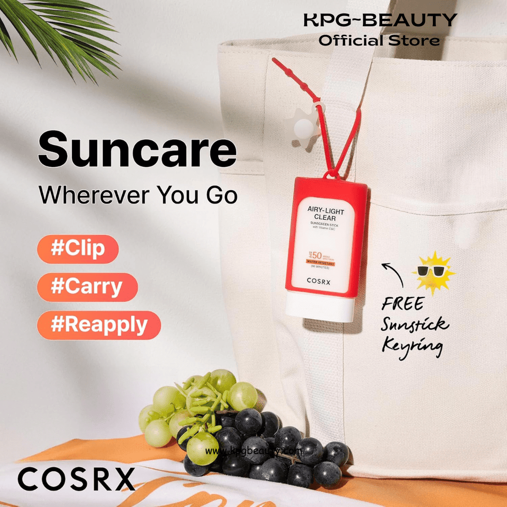 COSRX Vitamin E Sunscreen & Airy Light Clear Sunscreen Stick with Free Keyring, Amazon Exclusive, Korean Sunscreen, Beach Essentials, Travel Essentials, Korean Skincare Set Mothers Day Gifts for WomanCOSRX