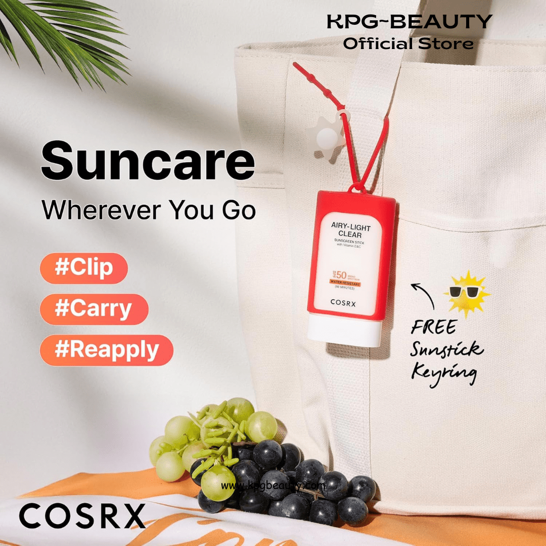 COSRX Vitamin E Sunscreen & Airy Light Clear Sunscreen Stick with Free Keyring, Amazon Exclusive, Korean Sunscreen, Beach Essentials, Travel Essentials, Korean Skincare Set Mothers Day Gifts for WomanCOSRX