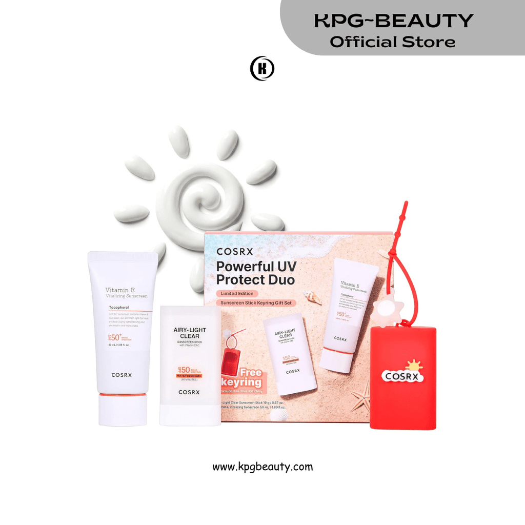 COSRX Vitamin E Sunscreen & Airy Light Clear Sunscreen Stick with Free Keyring, Amazon Exclusive, Korean Sunscreen, Beach Essentials, Travel Essentials, Korean Skincare Set Mothers Day Gifts for WomanCOSRX
